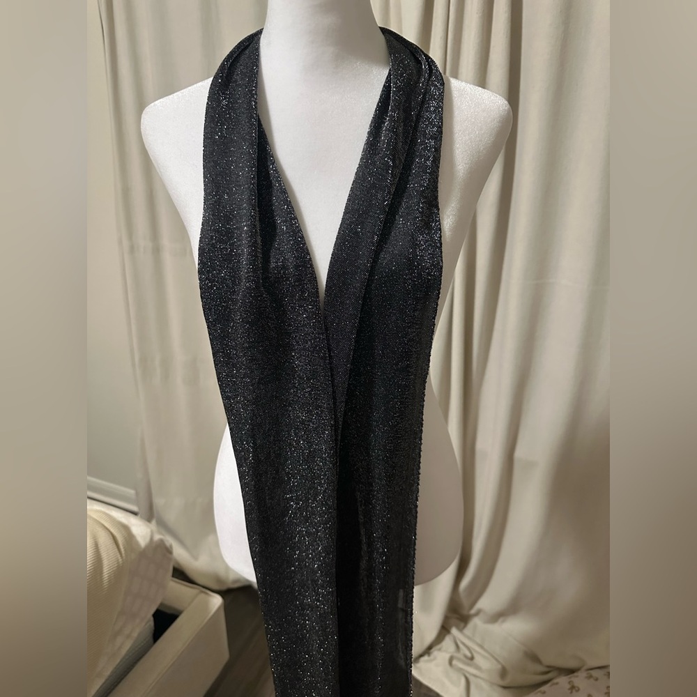 Elegant Black Glitter Scarf